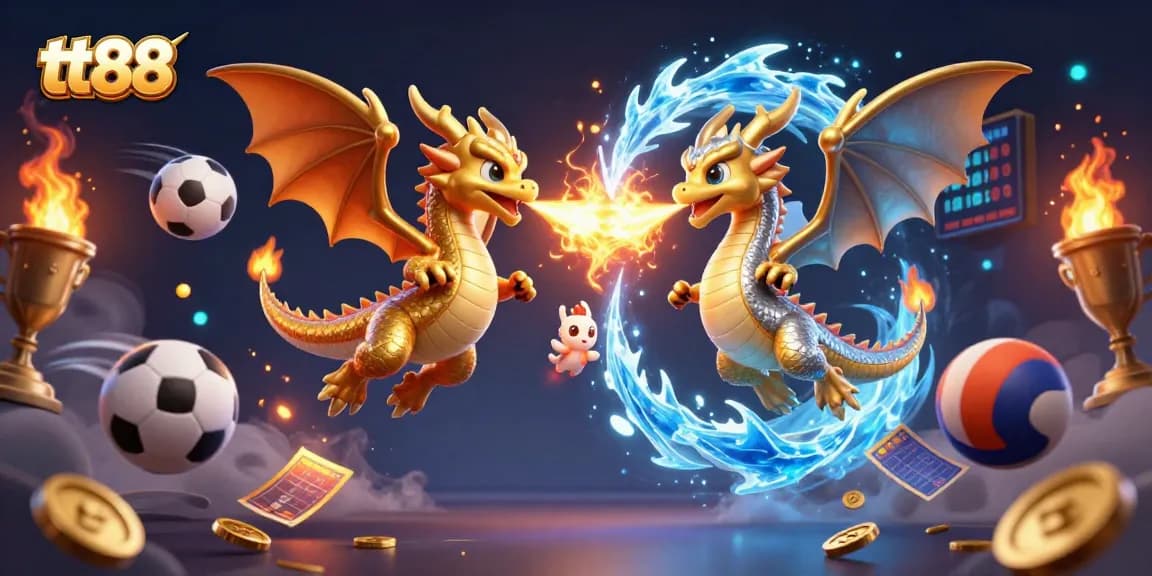Experience thrilling action at tt88 casino with dynamic dragons and sports elements in a vibrant 3D scene.