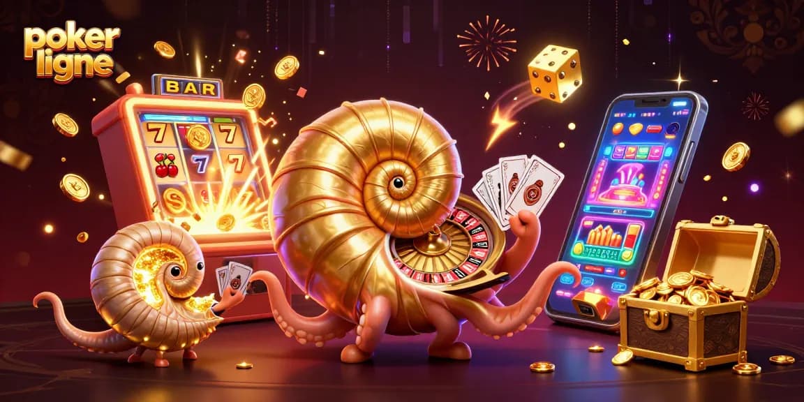 Gagnez avec le poker en ligne en jouant à une table animée entourée d'éléments de casino précieux.
