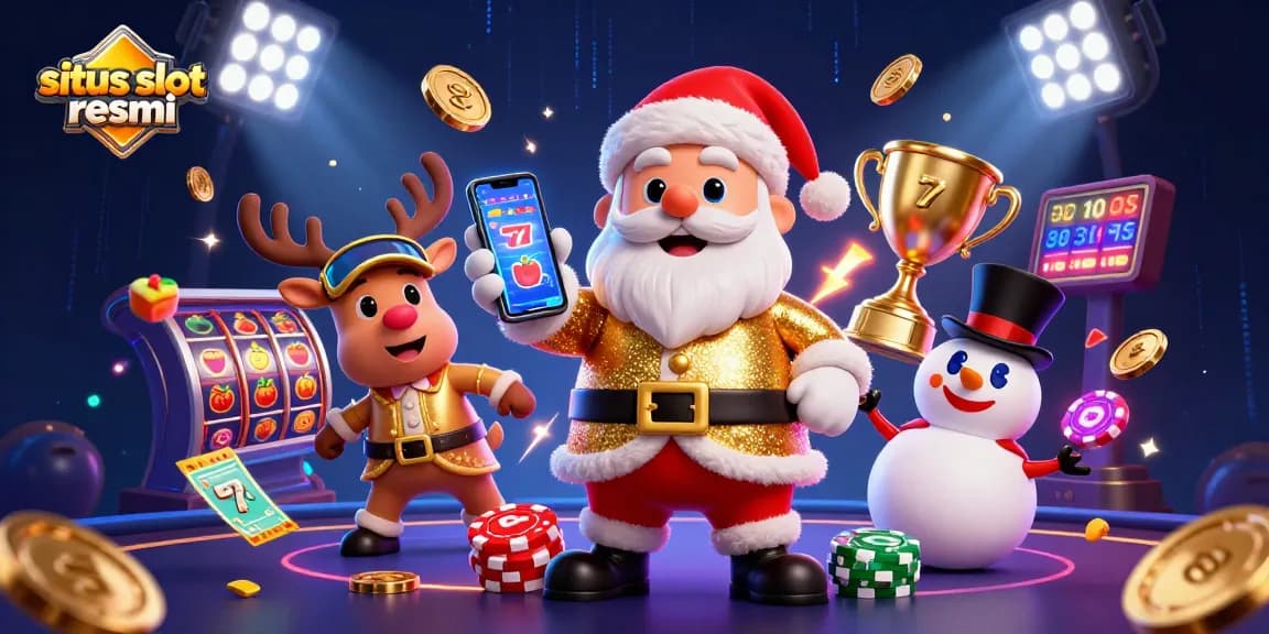 Play exciting jackpots at situs slot resmi featuring festive characters in a vibrant casino scene.