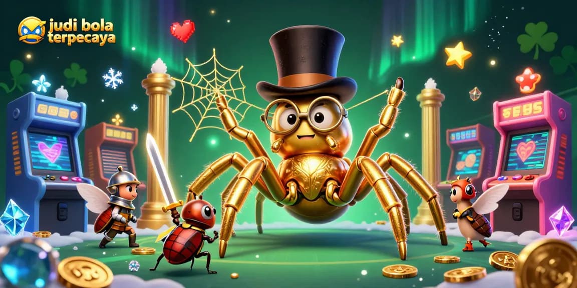 Engage with judi bola terpercaya in this vibrant 3D illustration showcasing bold characters and casino elements.