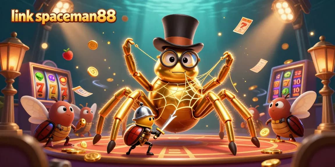 Engage in online gaming excitement with link spaceman88, as a giant golden tarantula weaves a jackpot web.