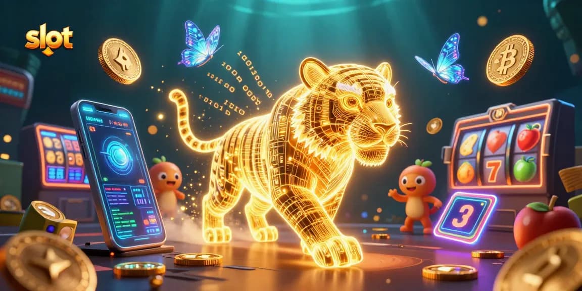 Putaran slot yang menghibur dengan simbol cerah dan karakter unik di lingkungan kasino digital.