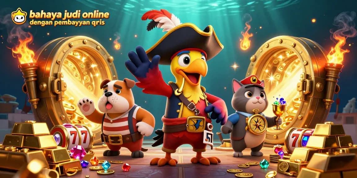 Experience the dangers of online gambling with QRIS payments through this vivid 3D casino scene.
