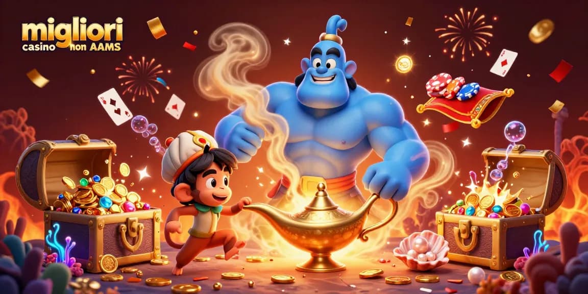 Esplora i migliori casino non AAMS con elementi casinò emozionanti e illustrazioni magiche.