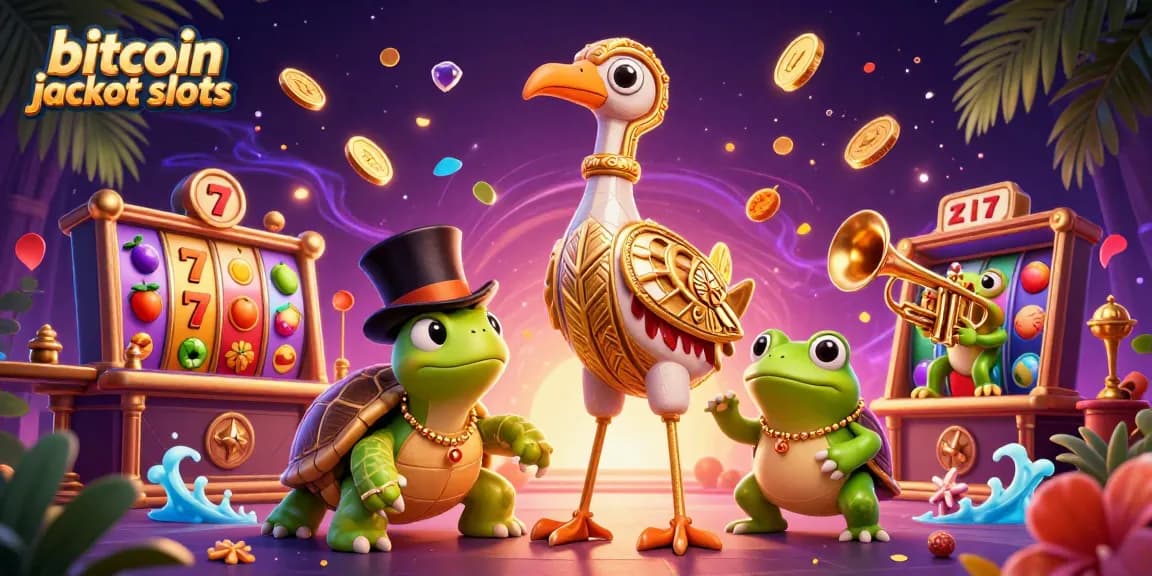 Spin the reels of bitcoin jackpot slots with vibrant characters and dynamic game elements.