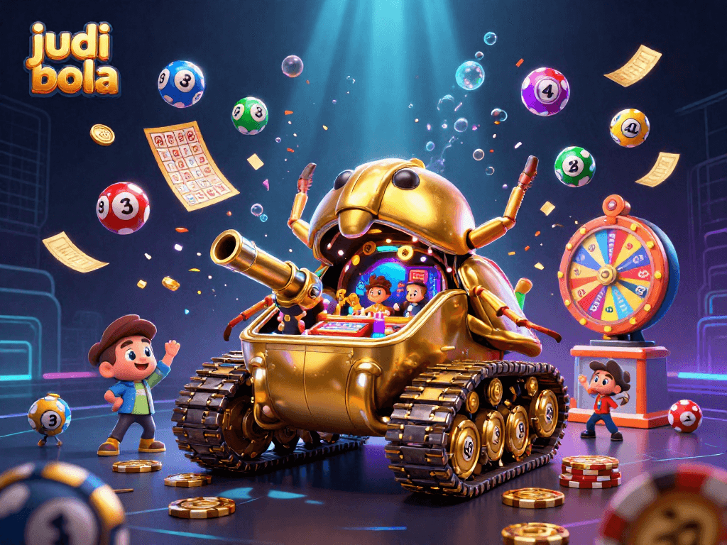 Experience judi bola action in a vibrant 3D casino scene filled with dynamic gaming elements.