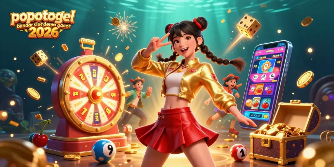 Engage with the popotogel bandar slot demo gacor 2026 vividly illustrated, showcasing vibrant characters and gaming elements.