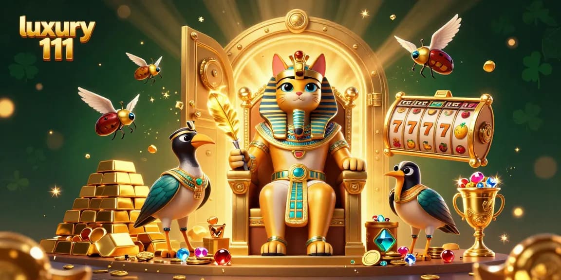 Experience winning thrills with luxury 111 in vibrant 3D casino illustration featuring pharaoh elements.