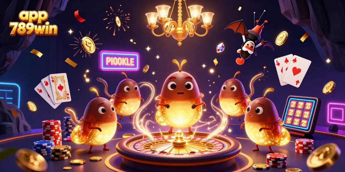 Experience thrilling games with app 789win in a vibrant casino setting illuminated by glowworms.