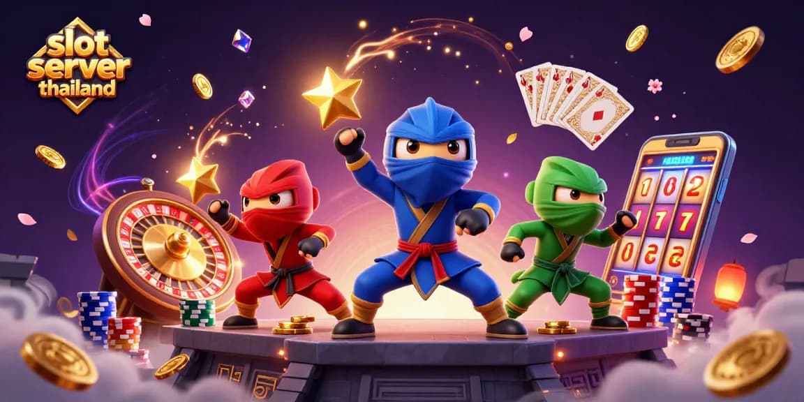 Experience thrilling gameplay with the vibrant scene of slot server thailand featuring chameleon ninjas.