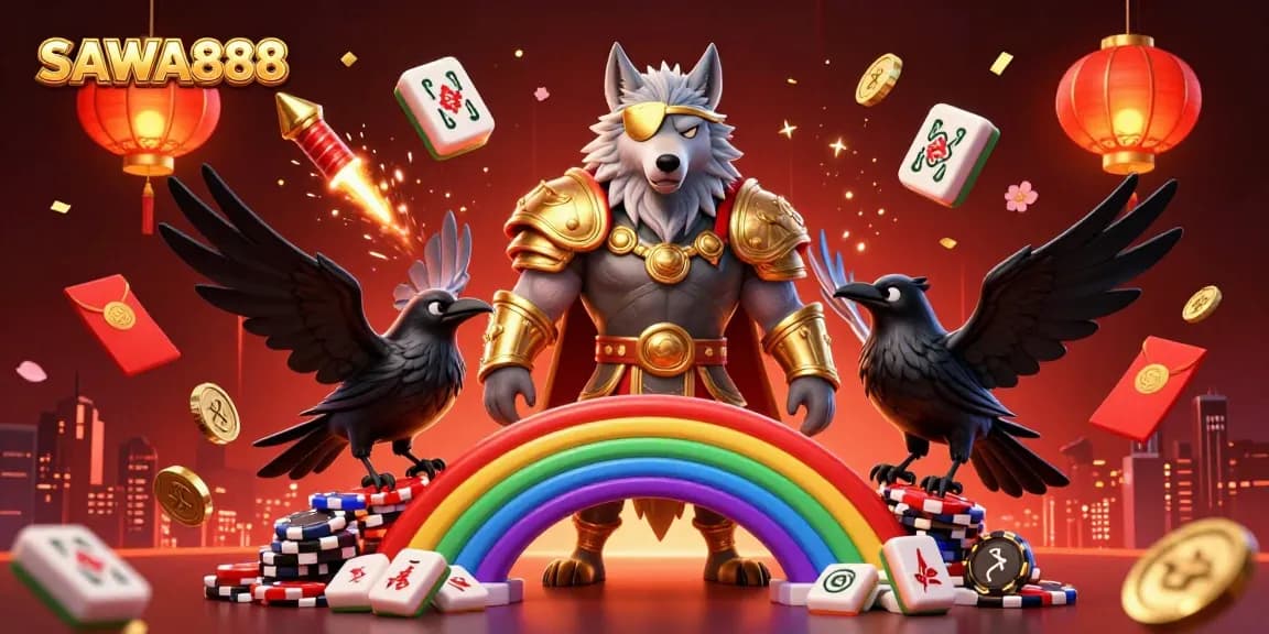 Engage with SAWA888 as an Odin wolf and ravens illuminate the casino world.