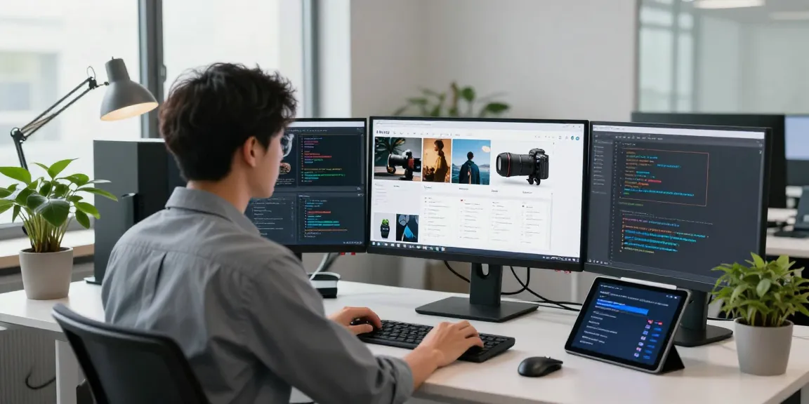 Detect ai image detector technology in a modern office workspace focused on content moderation.
