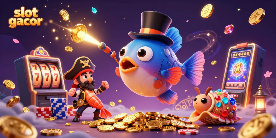 Engage with slot gacor and vibrant characters in a treasure-filled casino scene featuring glowing coins and dynamic gameplay.