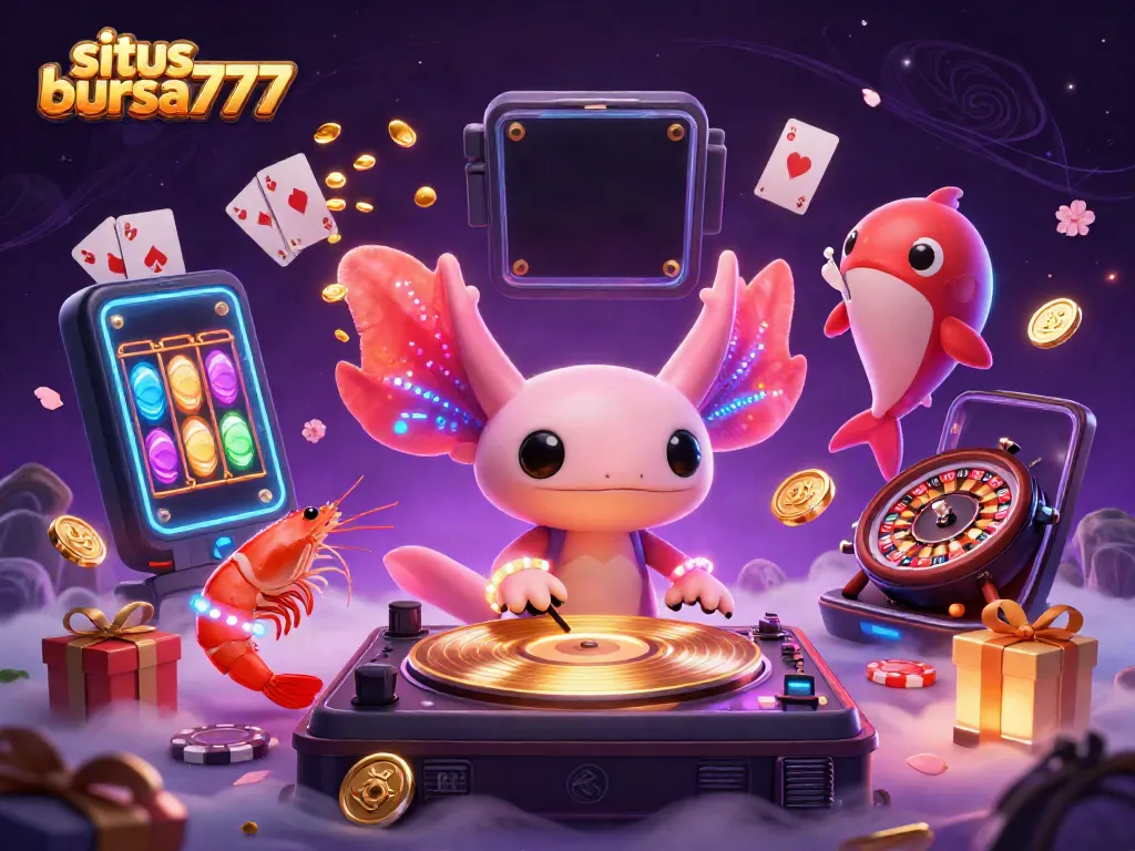 Permainan menarik di situs bursa777 dengan aksi DJ axolotl dan teman-teman meramaikan suasana kasino.
