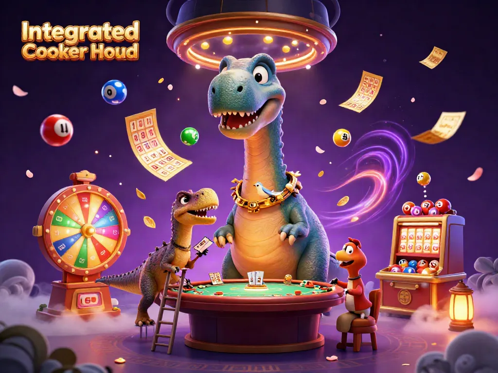 Engage with the energetic scene showcasing an Integrated Cooker Hood amidst vibrant casino elements and dynamic gameplay.