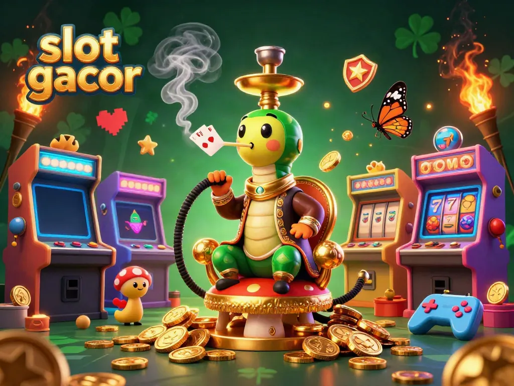 Experience slot gacor with fun 3D characters and vibrant casino elements in a dynamic illustration.