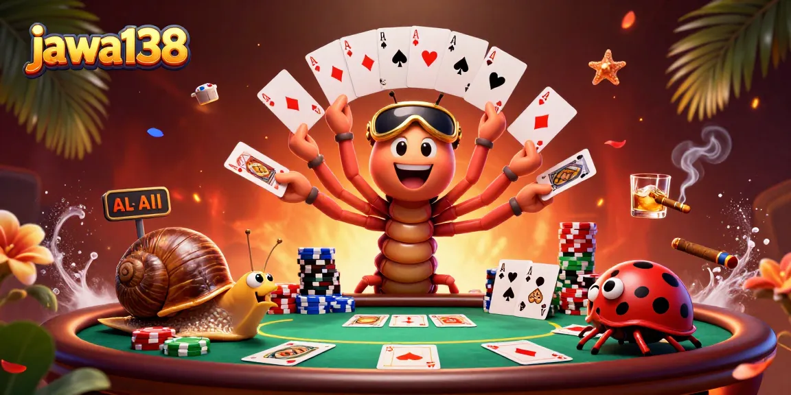 Experience the excitement of jawa138 poker with animated characters and vibrant casino elements.