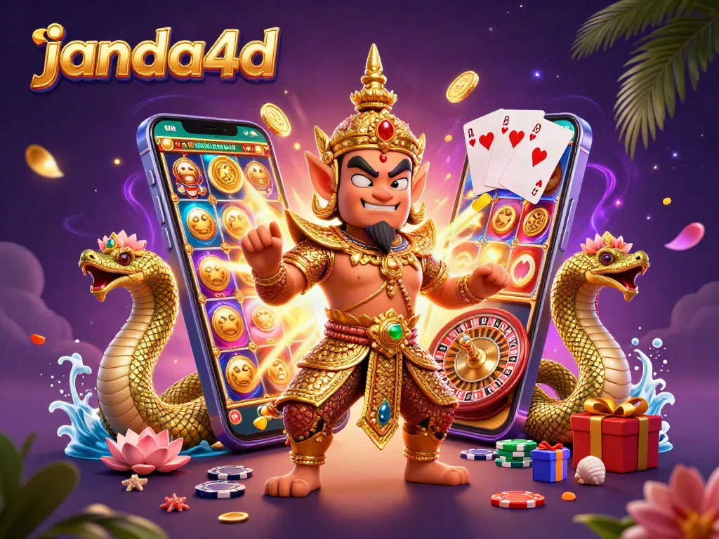 Gambarkan Janda4D dengan keberuntungan slot dan elemen kasino, siap memberikan pengalaman menang!