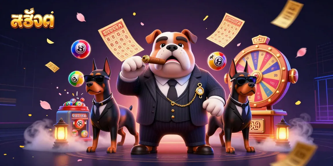 Engage with สล็อต excitement featuring a mafia boss bulldog amidst vivid gambling elements.