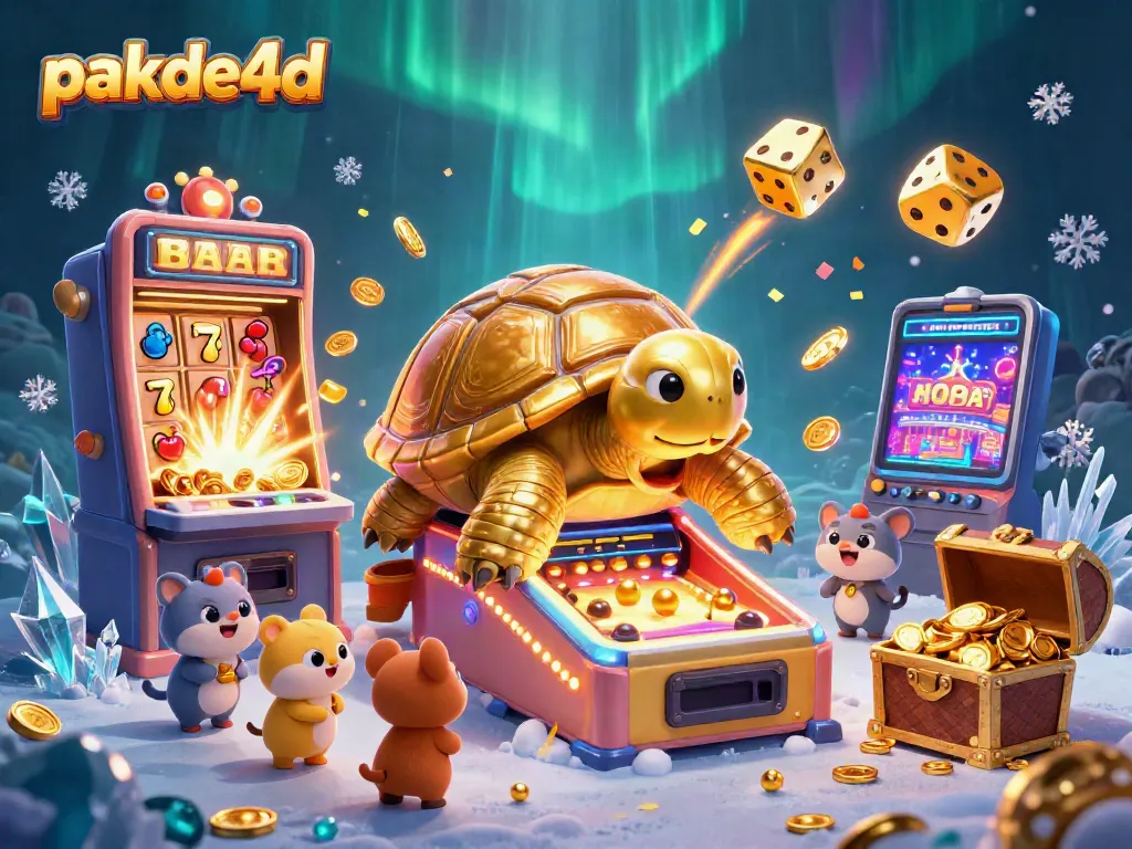 Engage with pakde4d’s exciting casino features featuring a golden tortoise and bursting slot machine.