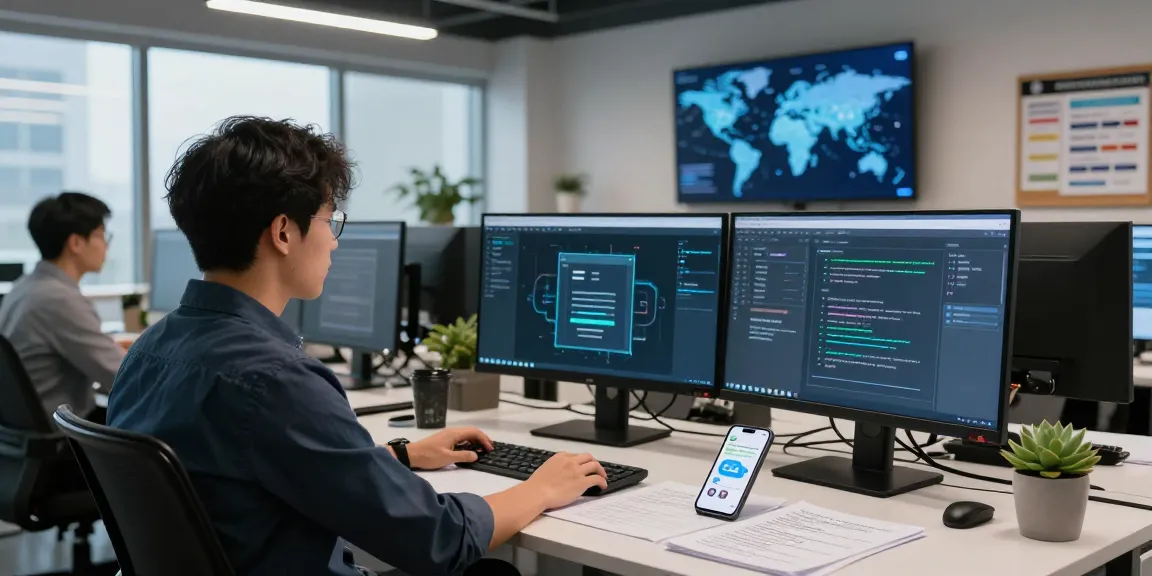 Secure workspace showcasing telegram china safe download strategies with tech tools and cybersecurity elements.