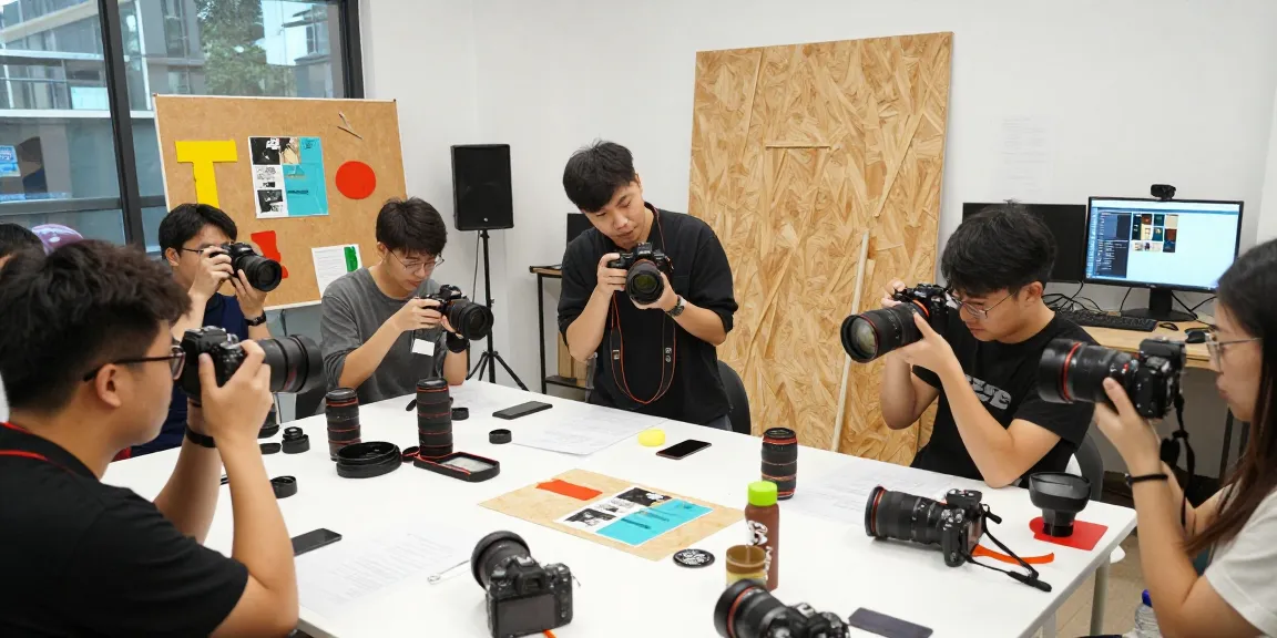 Ateliers pratiques de Corsi di Fotografia à Milan, apprenant à photographier en studio avec un instructeur.