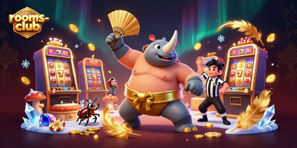 Rasakan sensasi menang di rooms-club dengan ilustrasi kasino imersif dan dinamis.