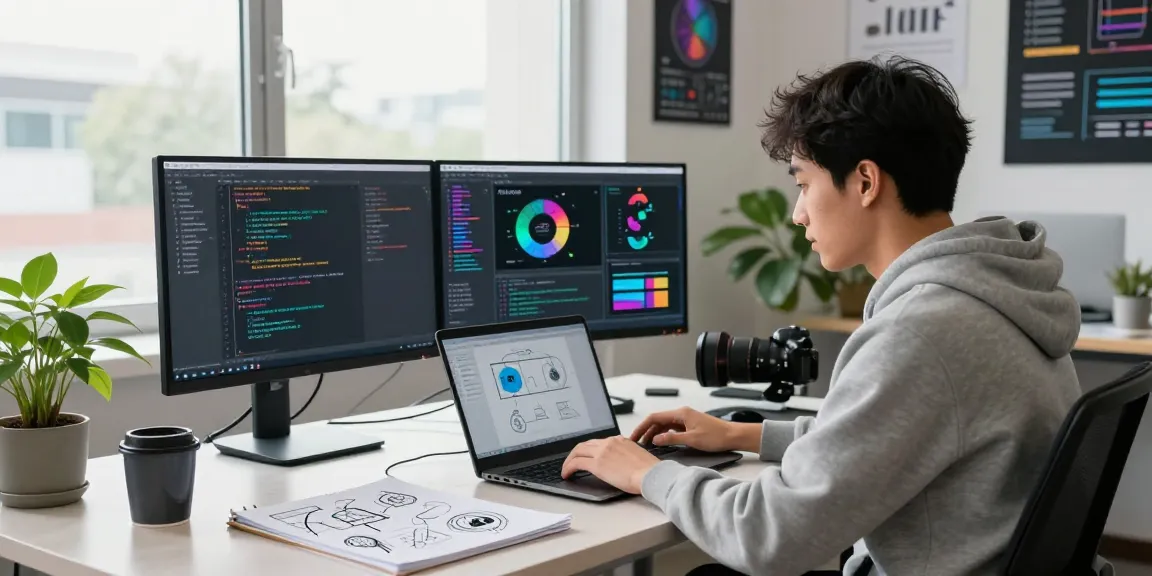 Developer using a free AI detector in a modern workspace with vibrant code and results displayed.