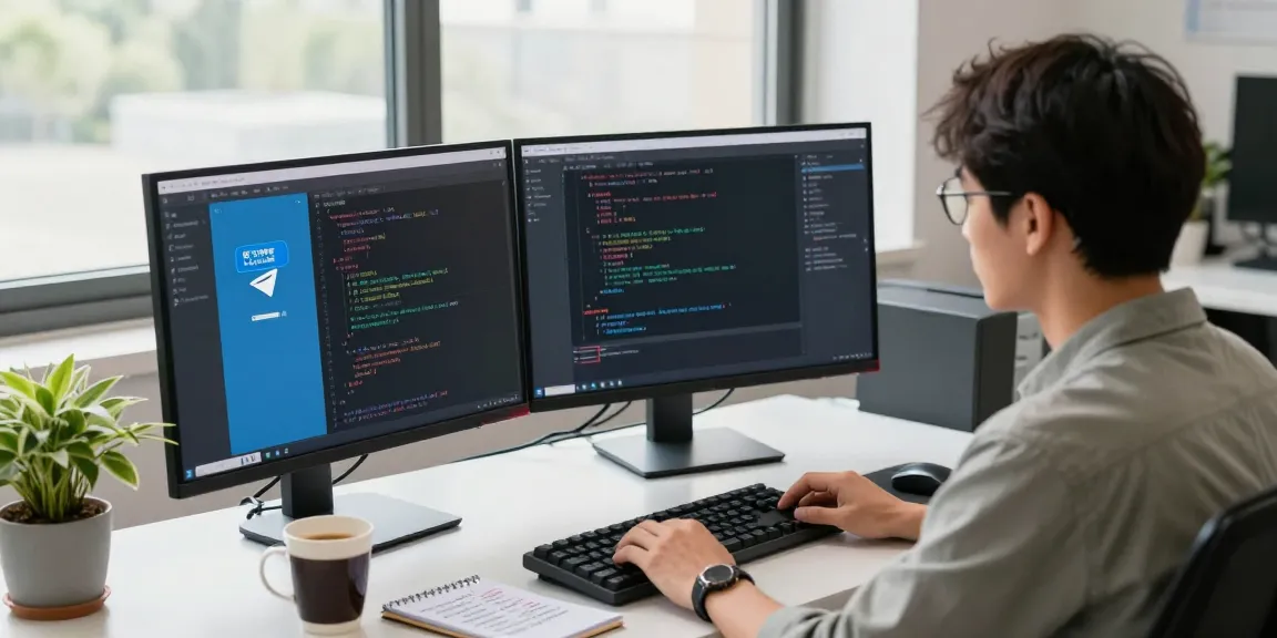 The developer coding on 纸飞机中文版 in a modern tech workspace, highlighting productivity and innovation.