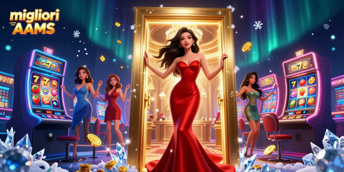 Vivi il brivido dei migliori casino non AAMS con una scena 3D vibrante che mostra slot ed eleganza.