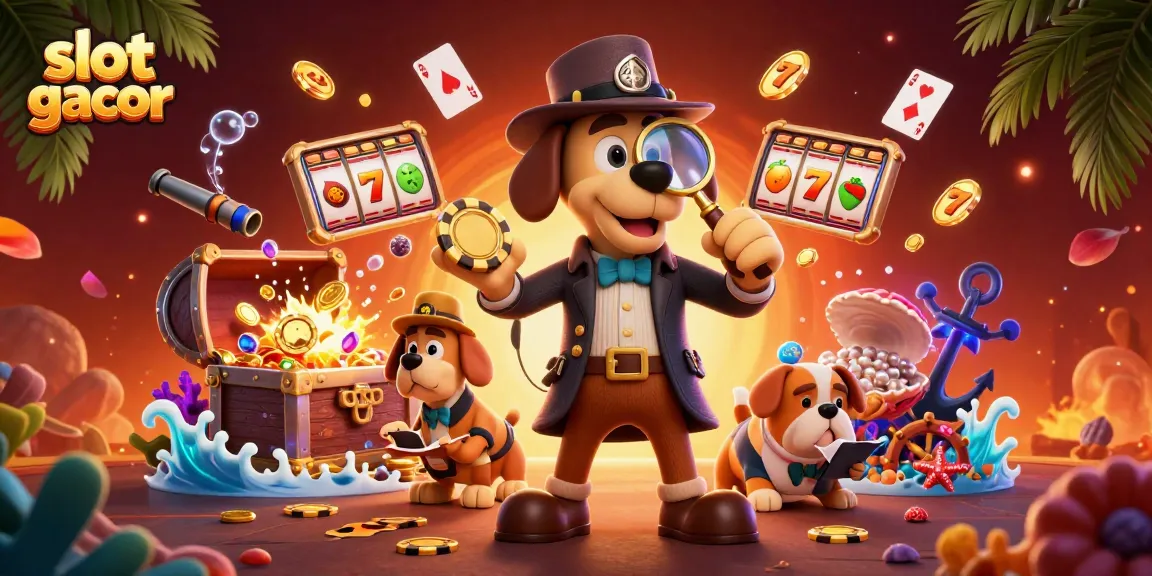 Engage with slot gacor excitement as a detective duo discovers jackpot clues amid vibrant casino elements.