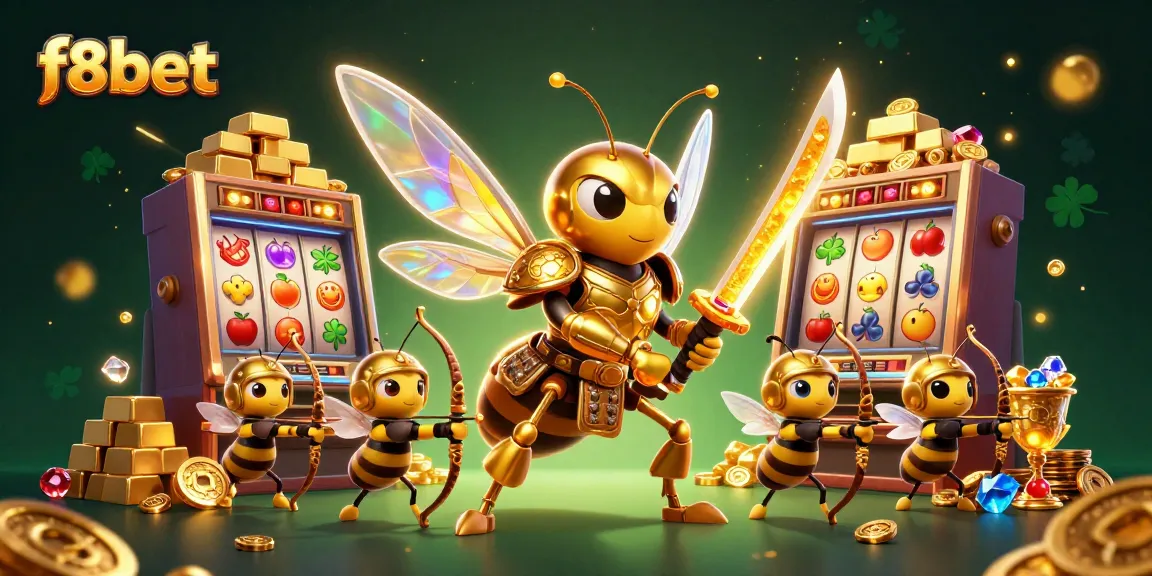 Spin the reels at f8bet with dynamic 3D characters in a vibrant casino illustration