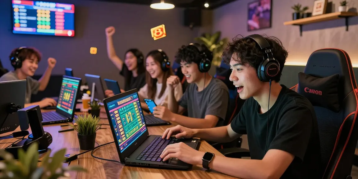Suasana permainan togel diana4d dengan pemain antusias di lounge modern.
