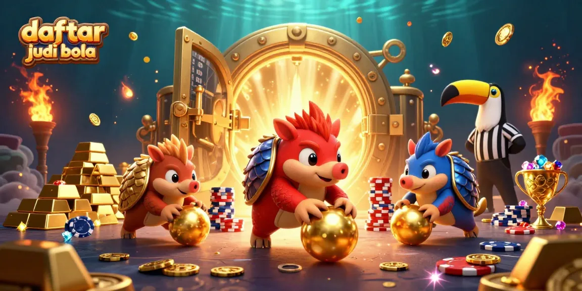 Experience thrilling daftar judi bola action with vibrant pangolins bowling through poker chips in a lavish casino.