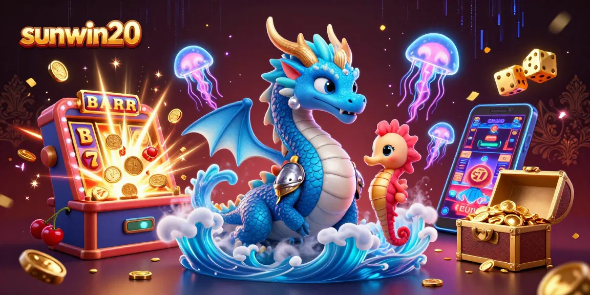 Experience winning excitement with sunwin20 in this vibrant casino-themed scene featuring dynamic gaming elements.
