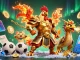 Win big with agen judi bola strategies illustrated in a detailed 3D arena scene.