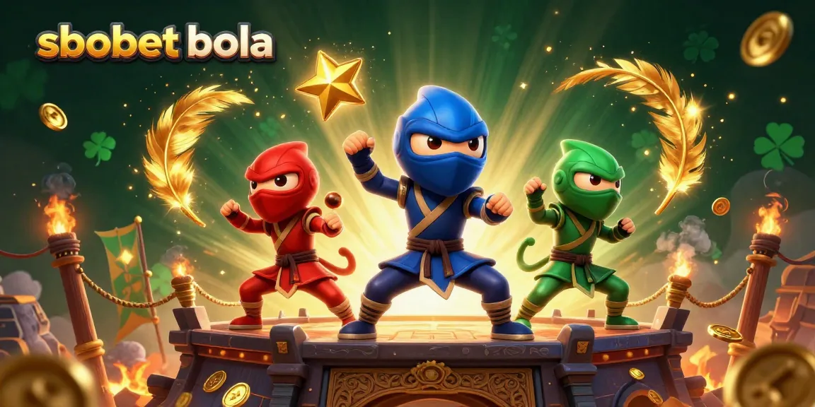 Engage with sbobet bola through this vibrant 3D casino scene of ninja chameleons in action.
