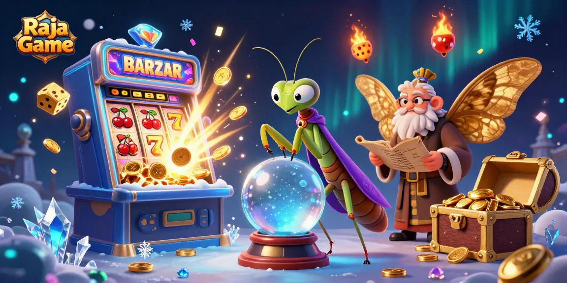 Experience Raja Game casino excitement with slot machines, fortune tellers, and vibrant game elements.