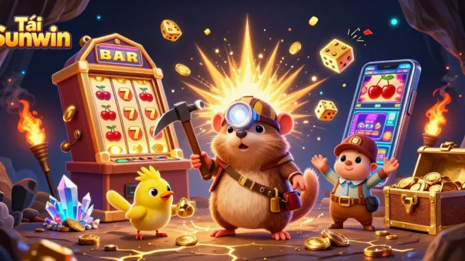 Tải Sunwin to experience the excitement of golden jackpots and vibrant casino games in a dazzling 3D illustration.