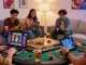 Exciting online casinos Australia scene with players enjoying pokies and live dealer games in a vibrant home setting, showcasing modern gambling experiences.