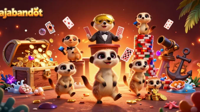 Experience the excitement of rajabandot casino with meerkats managing a vibrant gaming environment.