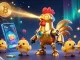 Experience the excitement of kaptenjackpot with a vibrant 3D casino illustration featuring a golden rooster robot.