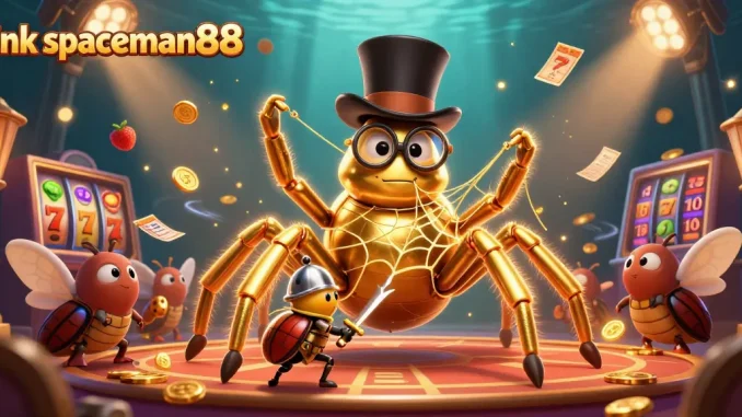 Engage in online gaming excitement with link spaceman88, as a giant golden tarantula weaves a jackpot web.