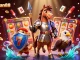 Play exciting casino games with spaceman88, featuring vibrant slot reels and animated characters.