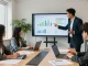 In a collaborative workspace, professionals find out more during a strategic meeting with engaging visuals.