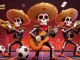 Experience thrilling action at situs judi bola resmi with vibrant skeleton mariachi band and sports betting elements.