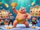 Engage with exciting gaming at situs toto slot tergacor, featuring a vibrant 3D scene of a beetle champion amidst flying coins and slots.