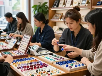 Engaging gemstone shopping at My Gem Spot, showcasing quality stones and expert advice.